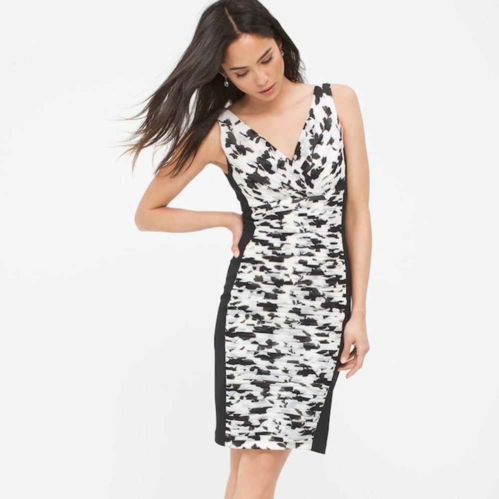 White House Black Market Ruched Floral Dress